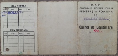 Carnet de legitimare Federatia Romana de Volley-Ball, Emil Costoiu, 1948 foto