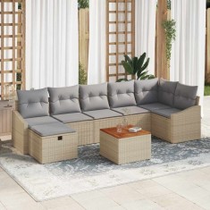 Set de canapele pentru gradina 8 pcs Bej Rattan poli foto