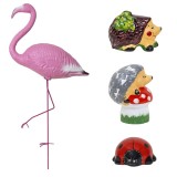 Pachet decor pentru gradina, flamingo, buburuza si 2 x arici / EXT 10248