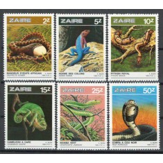 Zaire Zair 1987 Mi 939/44 MNH - Reptile