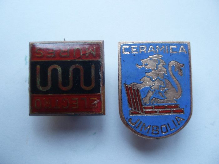 ROMANIA - SET INSIGNE ELECTRO MURES + CERAMICA JIMBOLIA , IM 1.75