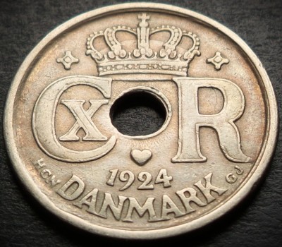 Moneda istorica 25 ORE - DANEMARCA, anul 1924 * cod 4444 foto
