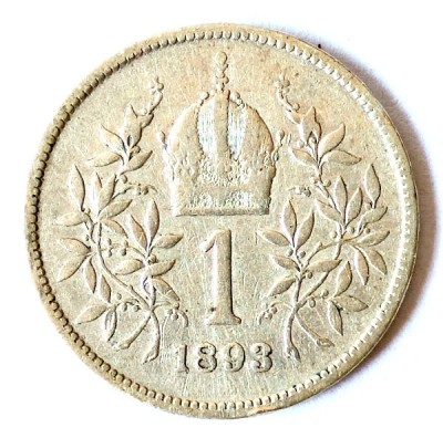 AUSTRIA 1 COROANA 1893 KRONE KORONA ARGINT VF++ foto