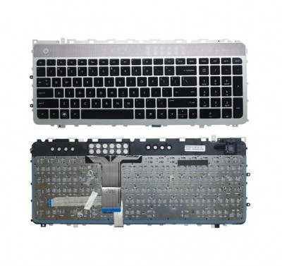 Tastatura laptop noua HP ENVY 17-3000 17-3200 17t-3000 17t-3200 Series SILVER FRAME BLACK (Backlit) US foto