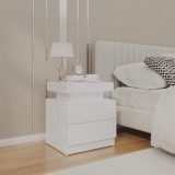 Gossi noptiera, alb extralucios, 45x35x52 cm, lemn prelucrat