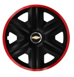 Set 4 Capace Roti pentru Chevrolet, model Fast Black Cu Rama Rosie, R15, CHEVROLET, Autohelix MSA