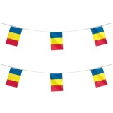 Ghirlandă Steaguri Rom&acirc;nia, Model 6m, Set 16 Bucăți, Multicolor, Oem