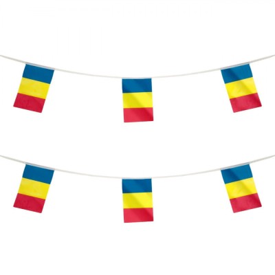 Ghirlandă Steaguri Rom&amp;acirc;nia, Model 6m, Set 16 Bucăți, Multicolor foto