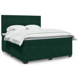 vidaXL Pat box spring cu saltea, verde &icirc;nchis, 180x200 cm, catifea 3290975