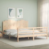 Cadru de pat cu tăblie Super King Size, lemn masiv