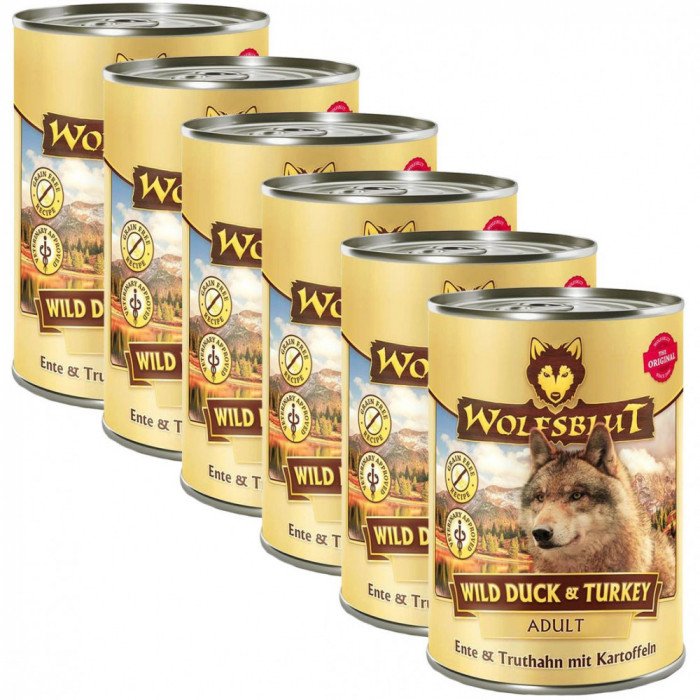 Conservă Wolfsblut Wild Duck &amp;amp; Turkey 6 x 395 g