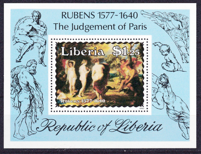 DB1 Pictura Rubens 1985 Liberia SS MNH Paris cu Marul Discordiei