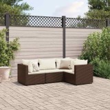 vidaXL Set mobilier de grădină cu perne, 4 piese, maro, poliratan 3308073