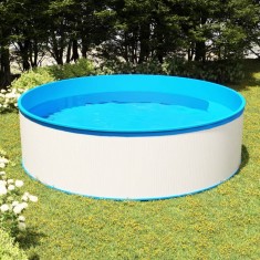 Gossi piscina cu valuri, alb, 350x90 cm