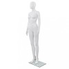 Manechin feminin alb lucios 175 cm, cu suport sticla, bust 82 cm, talie 61 cm, solduri 86 cm, cap si brate rotative