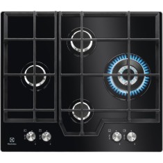 Plita incorporabila Electrolux KGG6456K, gaz, 4 zone de gatit, aprindere electrica, arzator Wok, dispozitiv de siguranta, gratare fonta, 60 cm, sticla