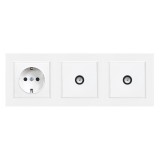 Priză cu &icirc;mpăm&acirc;ntare Nova III, 16A, 250V, 2xTV, Alb, IP20, Modulară, Tip F/Schuko