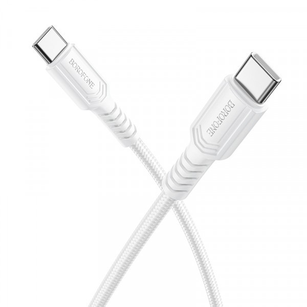 Cablu Date si Incarcare USB-C - USB-C Borofone BX116 Certain, 60W, 1m, Alb