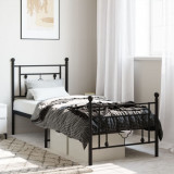 VidaXL Cadru pat metalic cu tăblii de cap/picioare, negru, 75x190 cm 374347