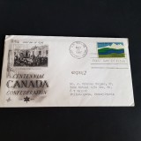 Centenar Confederația Canada 1867-1967 &ndash; Plic Filatelic Prima Zi de Emisiune , Vintage, America de Nord