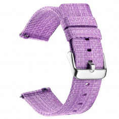 Curea material textil, compatibila cu Fitbit Versa Lite, Telescoape QR, 22mm, Lilac Purple