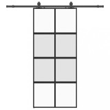 Cumpara ieftin Usa glisanta cu set feronerie neagra 90x205cm sticla securizata