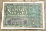BNKSTR03DE Bancnotă Veche Germania 50 Mark 1919 (Reichsbanknote), Republica de la Weimar, Piesa cu Femeie, Colecție Numismatică