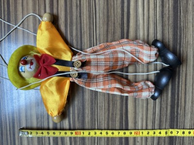 Păpusă Clovn Marionetă Din Lemn foto