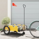 vidaXL Remorcă bicicletă, galben și negru, țesătură oxford și fier