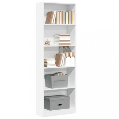 Gossi biblioteca, alb, 60x24x176 cm, lemn prelucrat foto