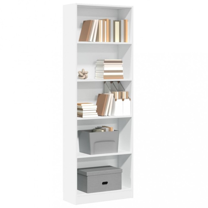 Gossi biblioteca, alb, 60x24x176 cm, lemn prelucrat