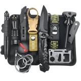 Kit supravietuire multifunctional 13 in 1 flippy, instrumente profesionale, agatatoare ghiozdan, pentru camping, drumetii, aventuri in aer liber, bors