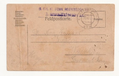 D2 Carte Postala Militara k.u.k. Imperiul Austro-Ungar ,1917 Reg. Torontal foto