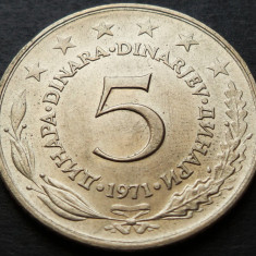 Moneda 5 DINARI / DINARA - RSF YUGOSLAVIA, anul 1971 *cod 2881 = UNC