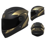 Cumpara ieftin Casca Moto/Scuter FIXATO Phantom, Protectie UV, Viziera Dubla, Ventilatie buna si permeabilitate la aer, Negru Auriu, Marime universala 54-62 cm