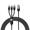 Cablu Incarcare USB-A - Lightning / microUSB / USB-C Baseus StarSpeed 3in1, 18W, 1.2m, Negru CAXS000001, Apple
