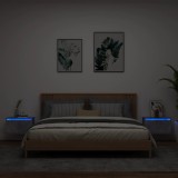 VidaXL Noptiere montate pe perete cu lumini LED, 2 buc., gri beton