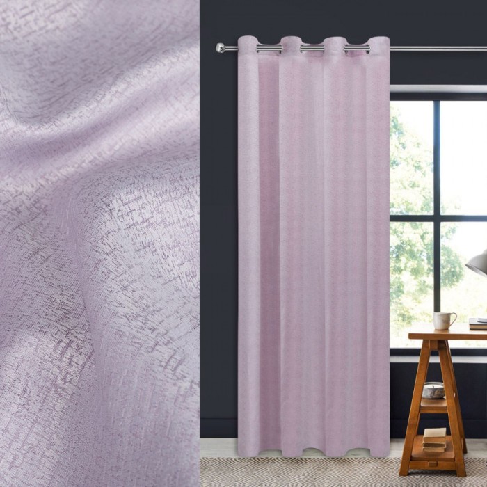 Perdea Decorativă, Roz, Inele 4cm, Poliester, 140x260cm