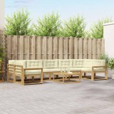 vidaXL Set de canapele de exterior cu pernă 6 pcs Alb și crem 3386204