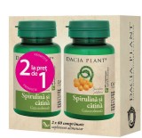 PACHET SPIRULINA &amp; CATINA 60cpr 1+1 (cadou) DACIA PLANT