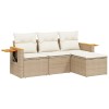 Set canapele de gradina, 4 piese, cu perne, bej, poliratan