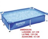 Piscina dreptunghiulara cu cadru metalic 221 x 150 x 43cm