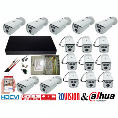 Kit supraveghere video profesional 16 camere Rovision OEM DAHUA 2MP IR 80m , accesorii incluse, DVR 16 canale 5MP foto