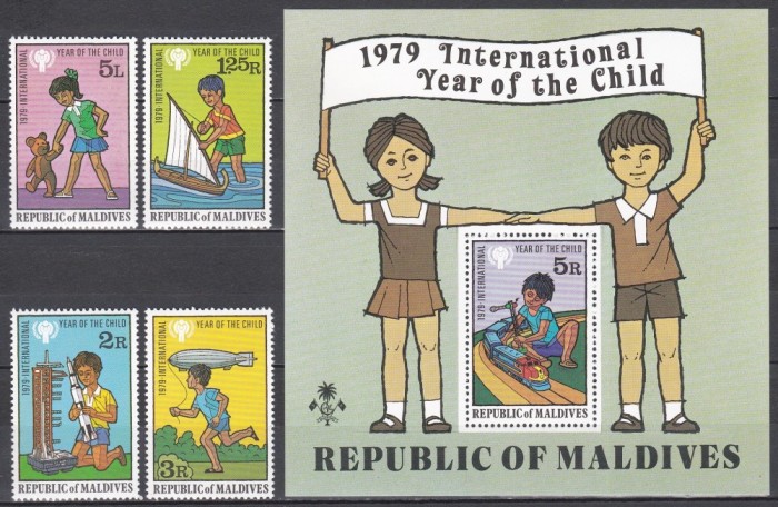 Maldive 1979 - Anul Internațional al Copilului, Serie + Colita, MNH