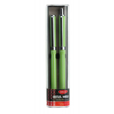 Set Pix + Creion Mecanic Daco, Corp din Metal Verde, Rezerva Creion 0.5 mm, Tip Mecanism Pix Rasucire, Set Pix si Creion Mecanic, Set Instrumente de S