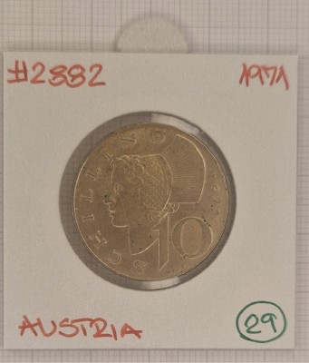 Austria 10 Schilling 1971, argint, stare buna, KM#2882 foto