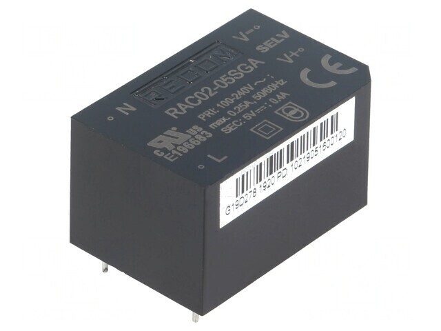 Convertor AC/DC 2W 5V 400mA 63% PCB 3000V