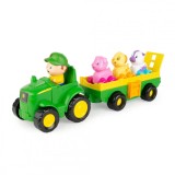 TRACTORAS CU REMORCA, ANIMALUTE SI SUNETE, JOHN DEERE, Tomy