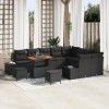 Set de canapea de gradina Gossi cu pernite negru ratan poli acacia, canapea de gradina Gossi pentru 2 persoane cu spatiu &amp; pernite negru ratan poli, s