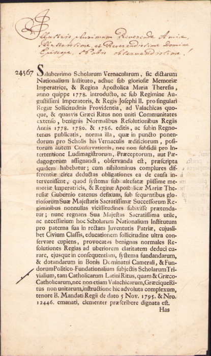 HST A1530 Intimat imperial 1795 Ignatie Darabant - școlile rom&acirc;nești